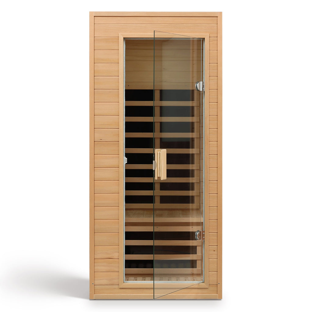 Hemlock Infrared Sauna with Bluetooth & LED Lighting - Natural Wood