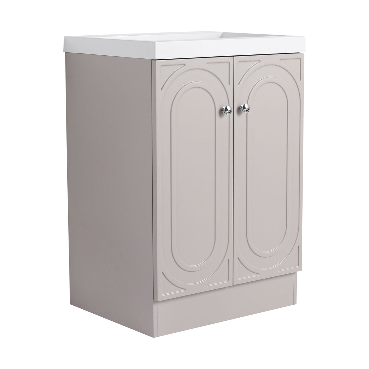 Contemporary Freestanding Bathroom Vanity with Resin Sink & Soft-Close Cabinet Doors - White, Dark Green, or Pearl