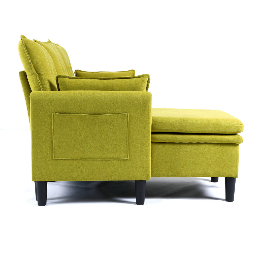 Reversible Chaise Sleeper Sectional Sofa with Storage - Cotton-Linen Upholstery