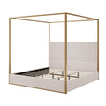Luxury Canopy Bed with Upholstered Headboard - King, Beige