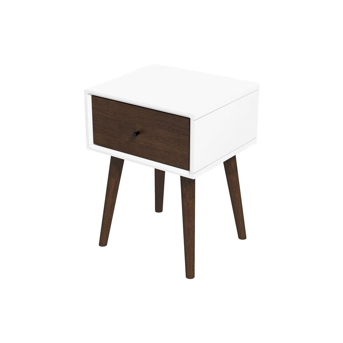 Modern Design Night Stand with Solid Wood Construction - Dark Brown or White