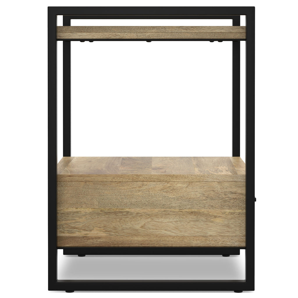Natural Bedside Table with Drawer and Open Storage - Natural