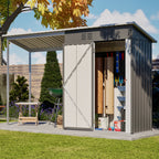 Galvanized Steel Shed & Gazebo Combo with Weather Resistant Design - Gray