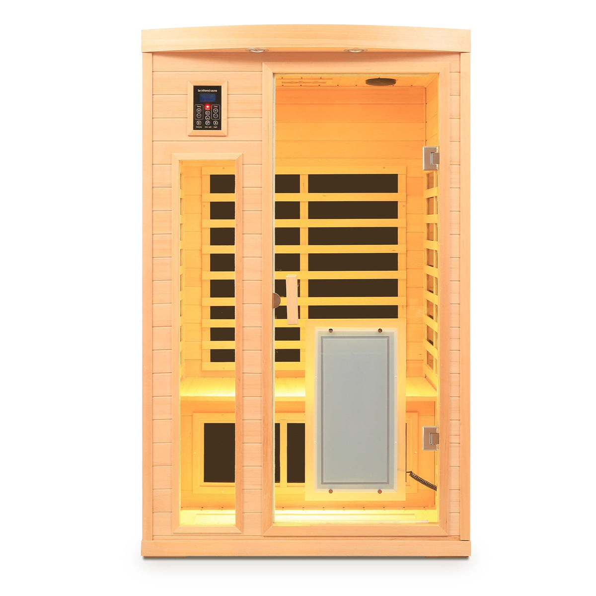 Low EMF Hemlock Wood Two Person Infrared Sauna Room with Touch Control and Glass Door