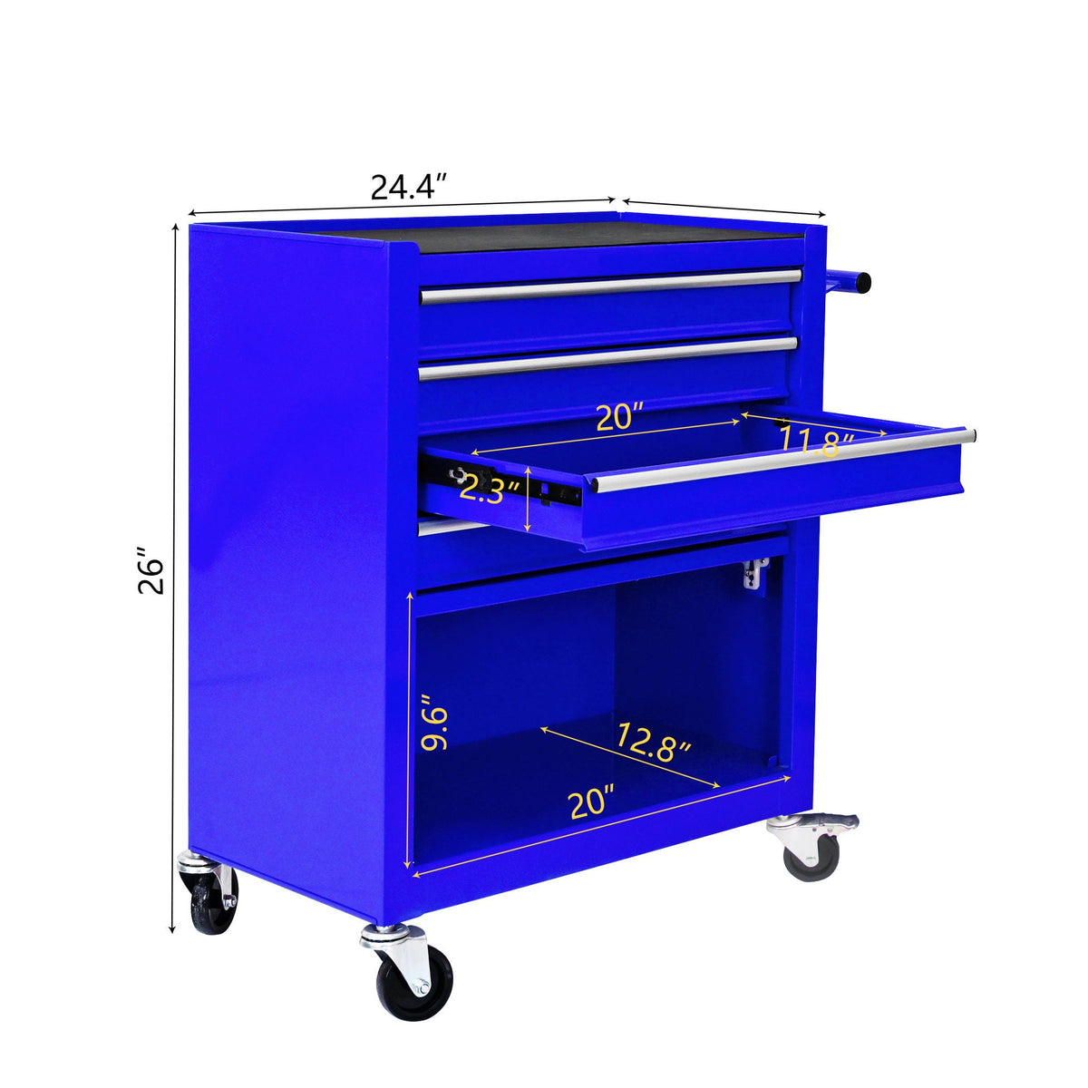 Multifunctional 4-Drawer Tool Cart with Wheels - Blue or Orange