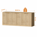 Natural Wood Sideboard Cabinet with Adjustable Storage – Farmhouse Buffet
