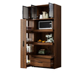 Tall Kitchen Pantry Cabinet with Multi-Tier Pull-Out Shelf - Walnut