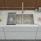 Modern Double Bowl Undermount Sink with 10" Deep Basins - Gray