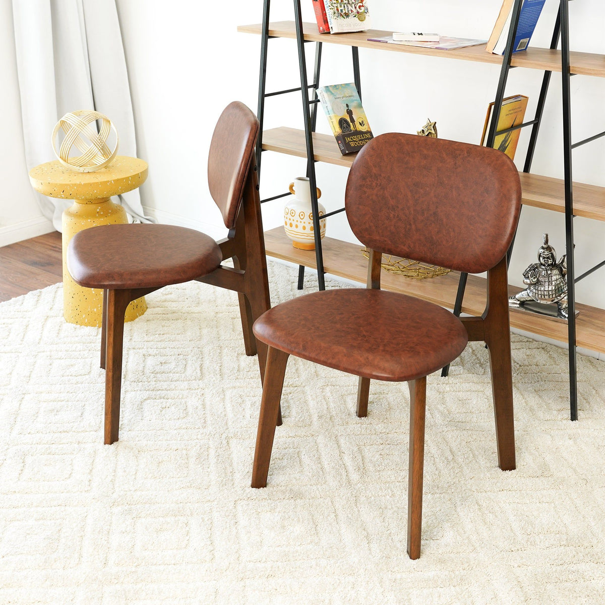 Kelsey Stylish Dining Chair Set of 2 with Solid Wood Construction - Black or Light Brown