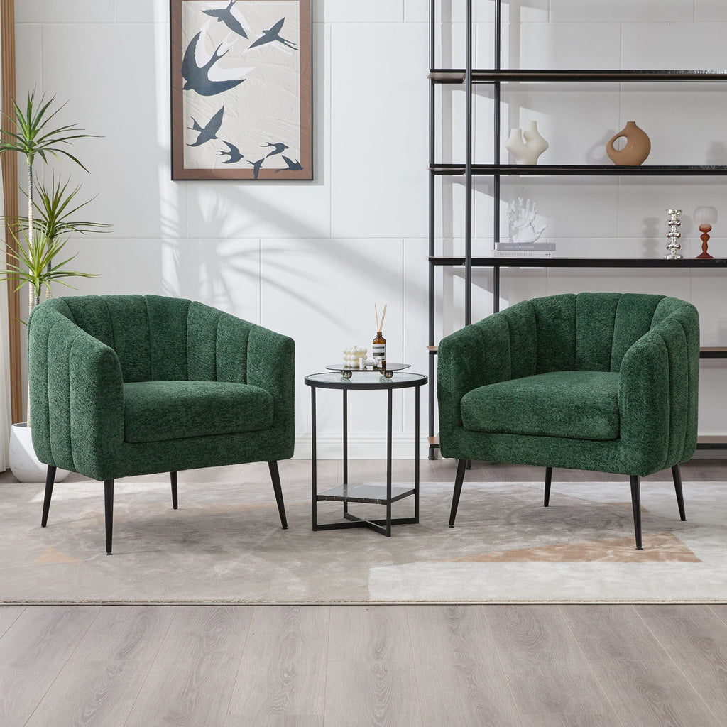 Vanity Barrel Accent Lounge Chair with Wraparound Backrest - Black or Dark Green
