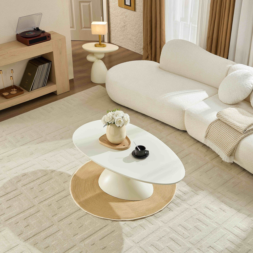 Lucky Stone Shaped Table with Sculptural Base – White, Black, or Gray