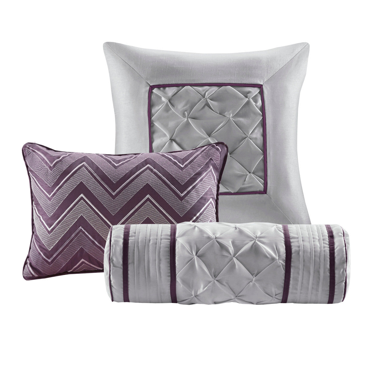 7 Piece Tufted Comforter Set - Plum California King