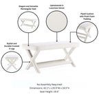 Accent Bench with Piped Cushion and Solid Wood Frame - Multiple Colors