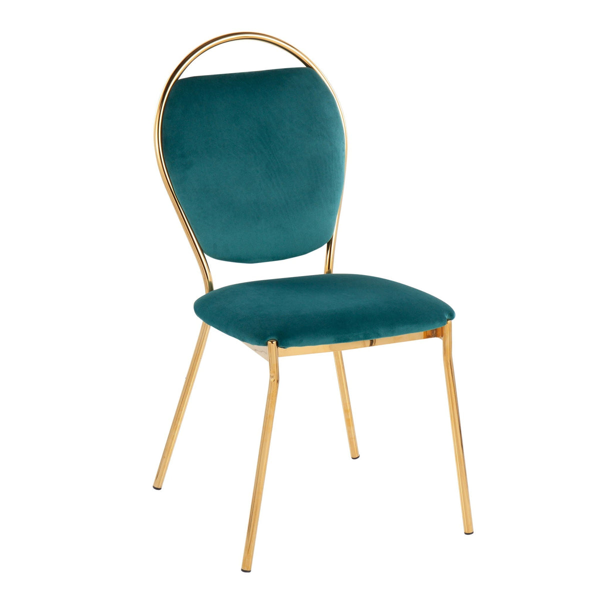 Contemporary Glam Dining Chair Set with Keyhole Back - Gold / Green