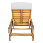 Solid Acacia Wood Sun Lounger with Grey Cushions and Light Grey Wicker