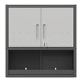 Metal Wall Mounted Tool Storage Cabinet with Locking Door - Gray