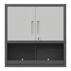 Metal Wall Mounted Tool Storage Cabinet with Locking Door - Gray