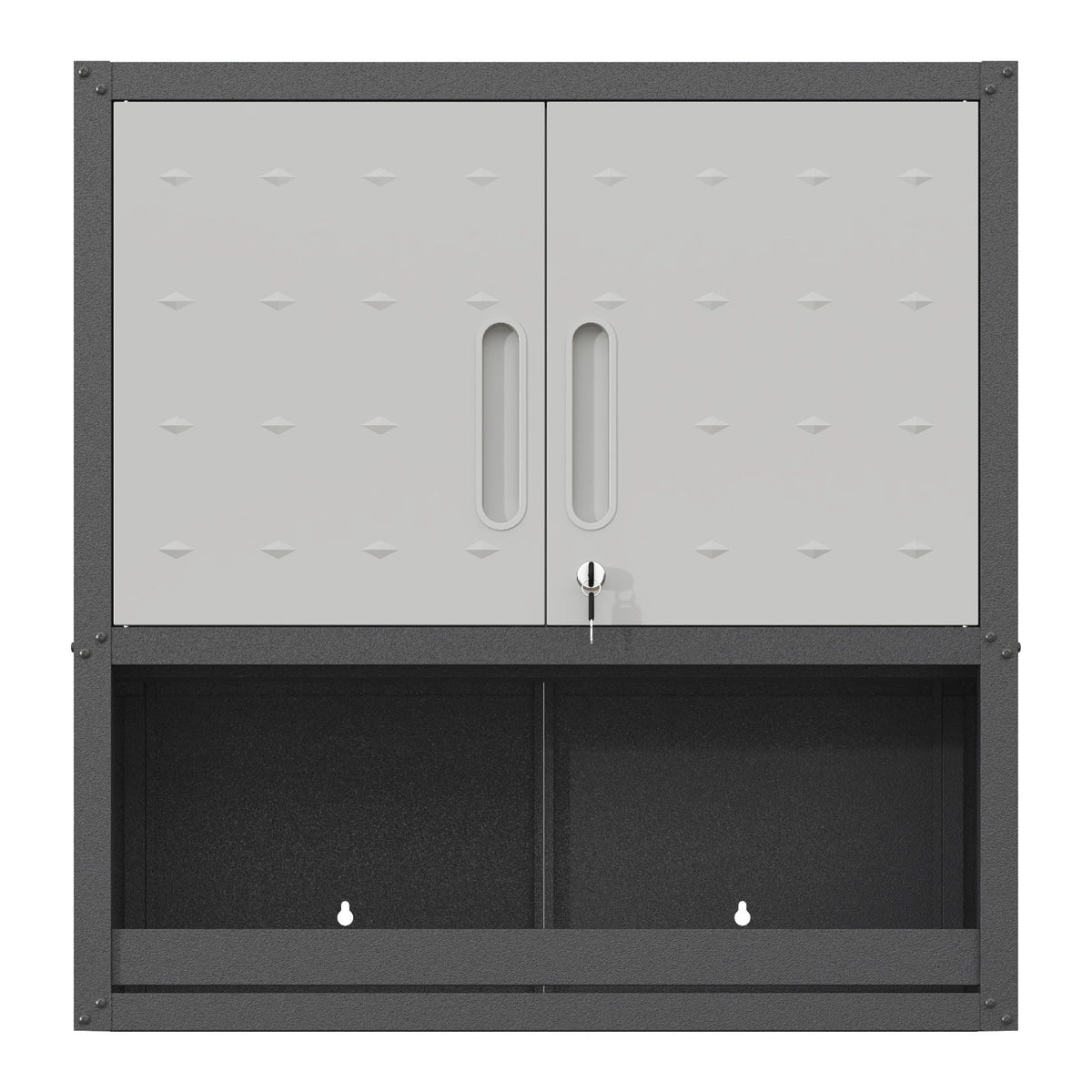 Metal Wall Mounted Tool Storage Cabinet with Locking Door - Gray