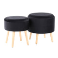 Contemporary Storage Ottoman with Matching Stool - Black / Natural