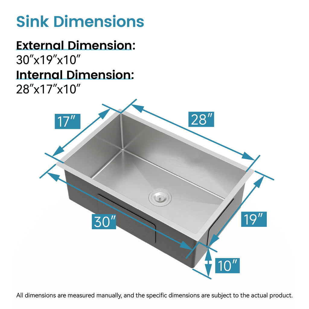 Stainless Steel Kitchen Sink with Single Bowl - Brushed Nickel