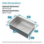 Stainless Steel Kitchen Sink with Single Bowl - Brushed Nickel