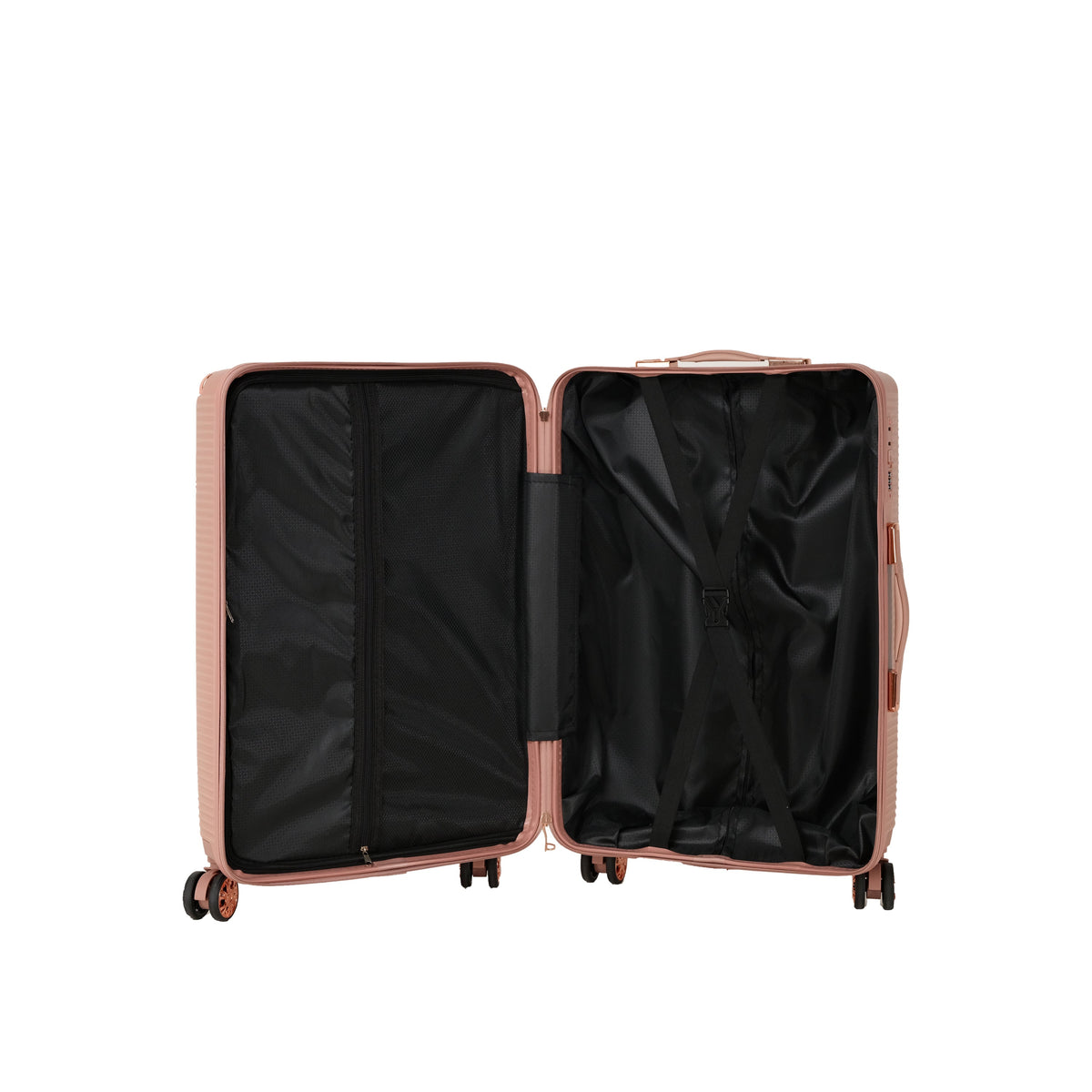 4-Piece Hard ABS Luggage Set with 360° Dual Rotating Wheels - Rose Gold