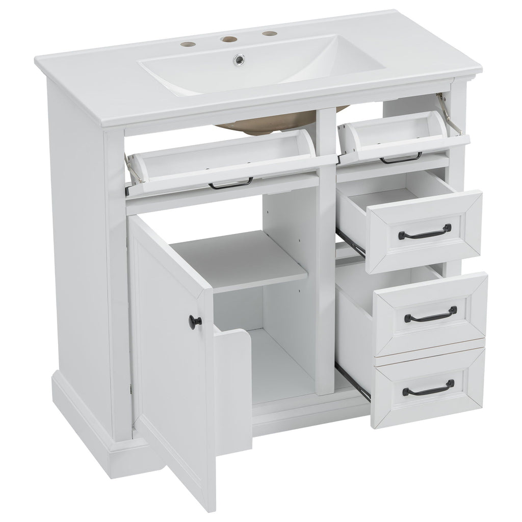 36" Bathroom Vanity with Sink and Soft Close Hinges - Dark Gray or White