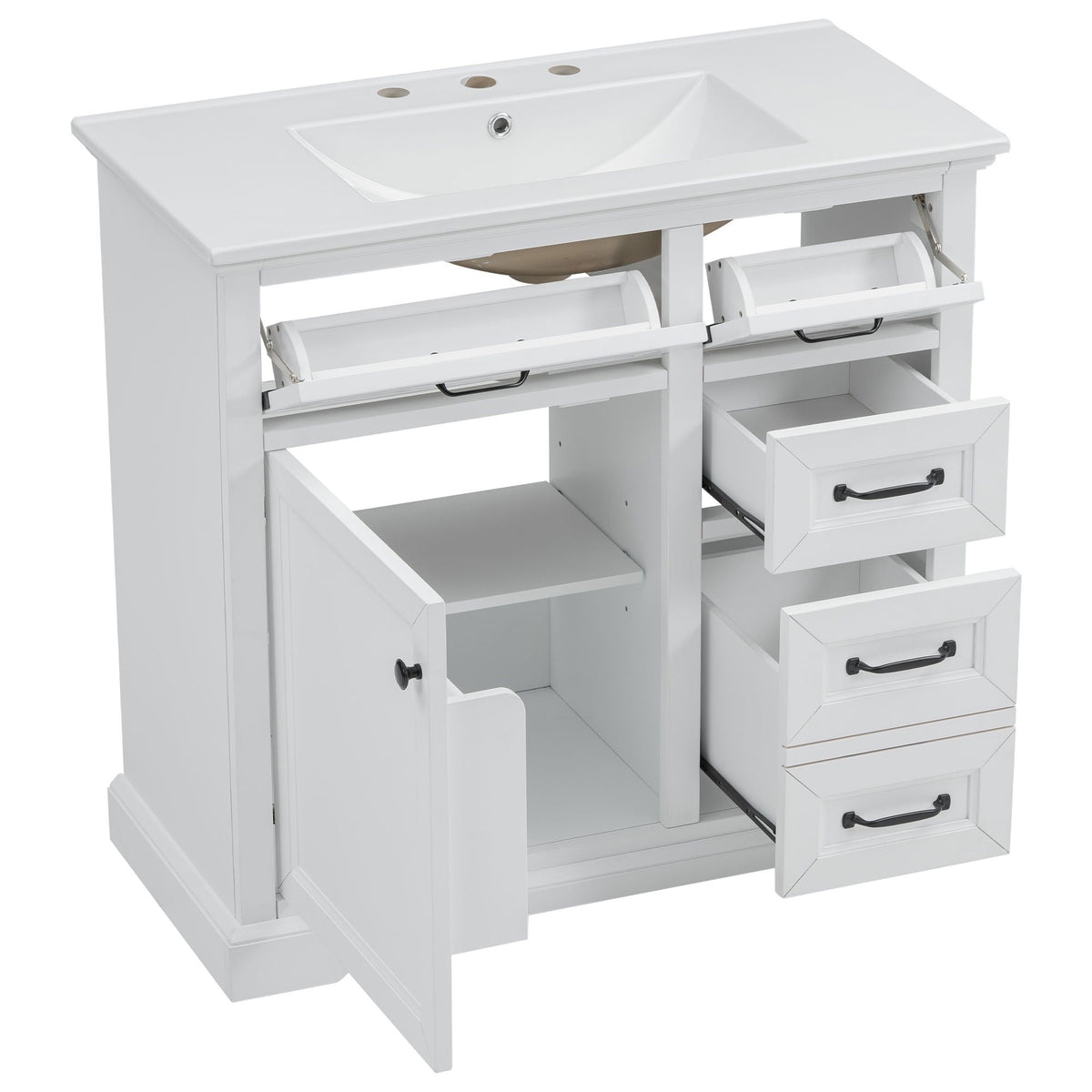 36" Bathroom Vanity with Sink and Soft Close Hinges - Dark Gray or White