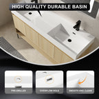 Modern Bathroom Vanity Combo with Single Resin Sink and Storage Cabinet - Light Brown