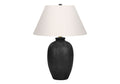 Modern Black Ceramic Table Lamp with Ivory Linen Shade