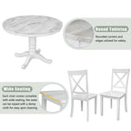 5-Piece Solid Wood Dining Set — White or Dark Gray
