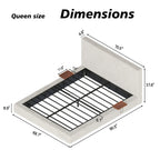 AirFrame Queen Bed Frame with Adjustable Sliding Side Table - Off-White Sherpa