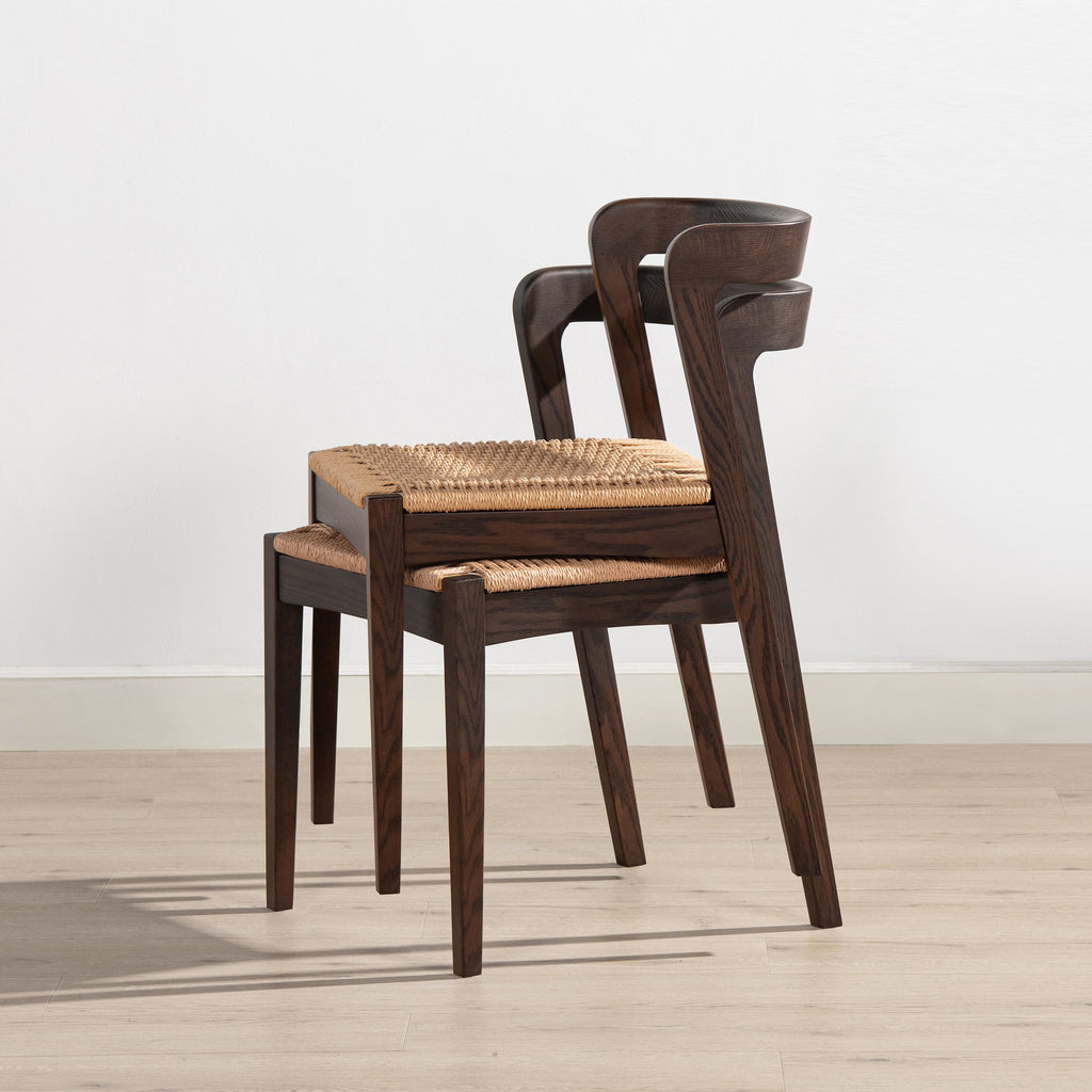 Capri Woven Seat Chair with Handwoven Seat - Brown
