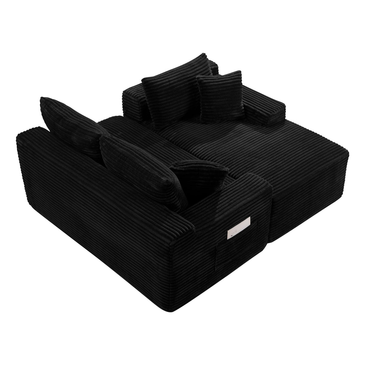 Corduroy Sectional Sofa with L-Shape Chaise - 106.3" Cloud Modular in Charcoal