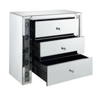 Sonia Mirrored Console Cabinet with Faux Agate Panels - Silver