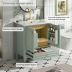 Freestanding Vanity with Drawer & Soft Close Doors - Green or White