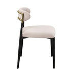 Side Chair Set with Metal Frame and Padded Armrests - Black or Beige