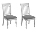 Slat Back Dining Chairs with Coastal Design - Gray