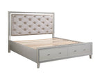 Pearl Silver Storage Bed with LED Lighting and Drawers