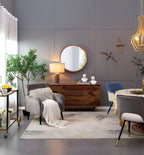 Round Wood Wall Mirror with Durable Fir Frame - Light Brown