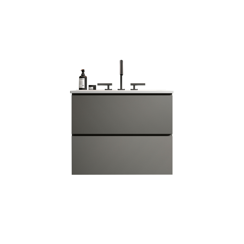 Space Grey 24-Inch Wall Mount Bathroom Vanity with Extra Storage