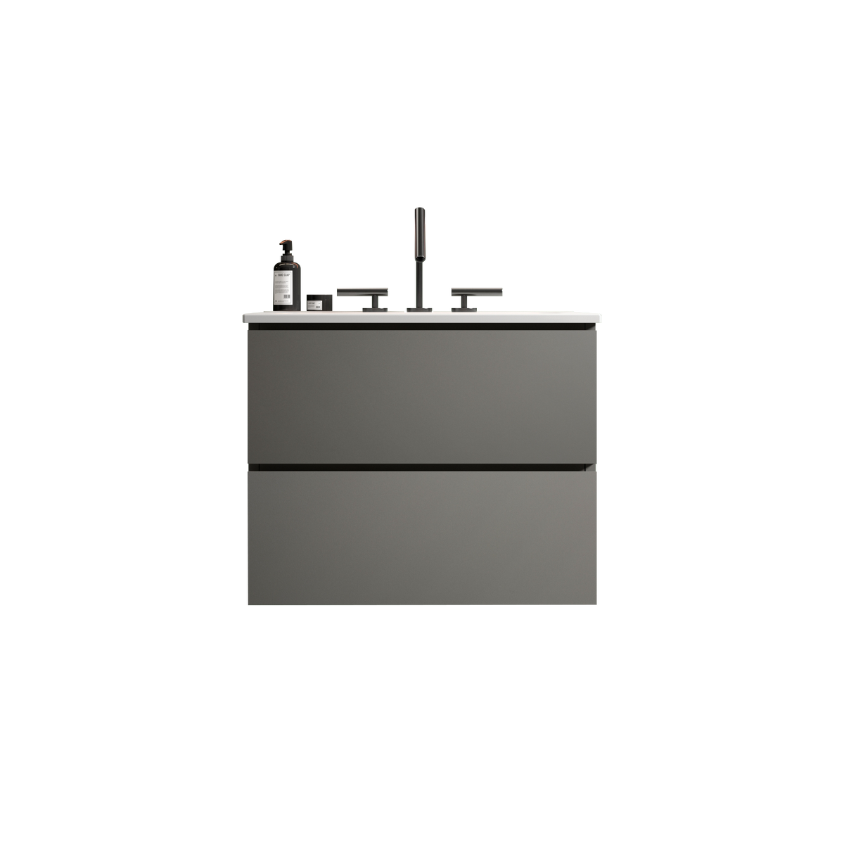 Space Grey 24-Inch Wall Mount Bathroom Vanity with Extra Storage