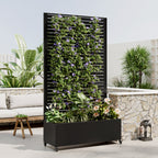 Metal Planter Box with Trellis - Raised Garden Bed with Wheels