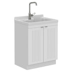 Laundry Cabinet with Stainless Steel Sink and Faucet - White