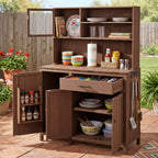 Solid Fir Wood Potting Bench with Hutch - Brown or Gray