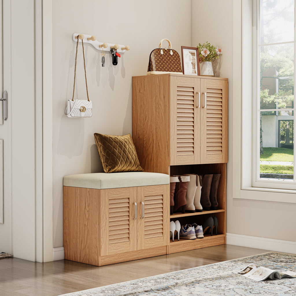 Multi Functional Shoe Storage Cabinet with Bench - Particle Board & MDF