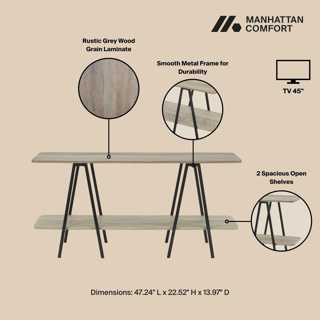 Modern Console Table with Carbon Steel Legs - Gray, White, Black