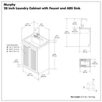 Laundry Cabinet with Stainless Steel Sink and Faucet - White