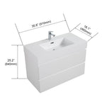 Modern Floating Bathroom Vanity with Large Storage - White or Black