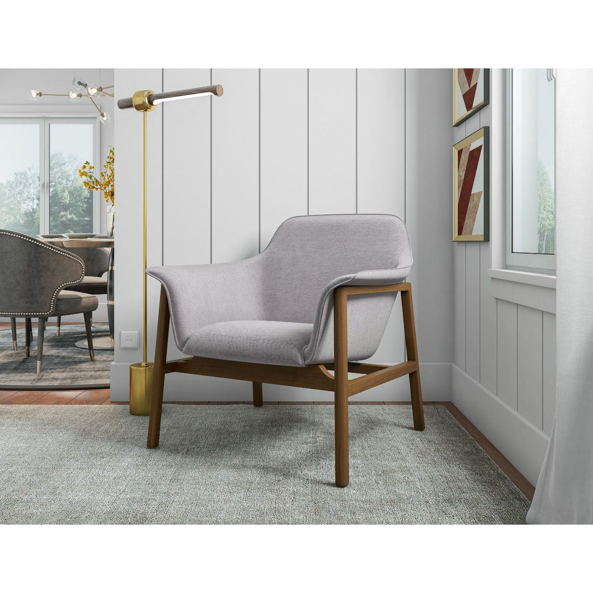 Weave Accent Armchair with Wood Frame - Gray, Beige, or Orange